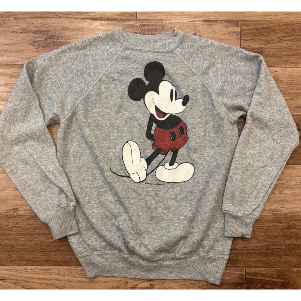 Vtg 70s Mickey Mouse Walt Disney World Tropix Togs Triblend Raglan Sweatshirt L
